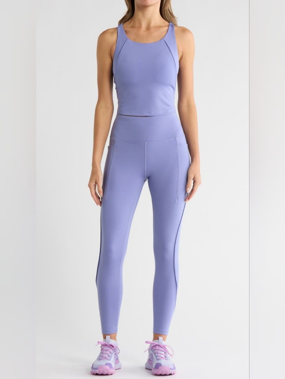 Layer 8 Lavender Perfect Piping Tank Top And Leggings Set XL